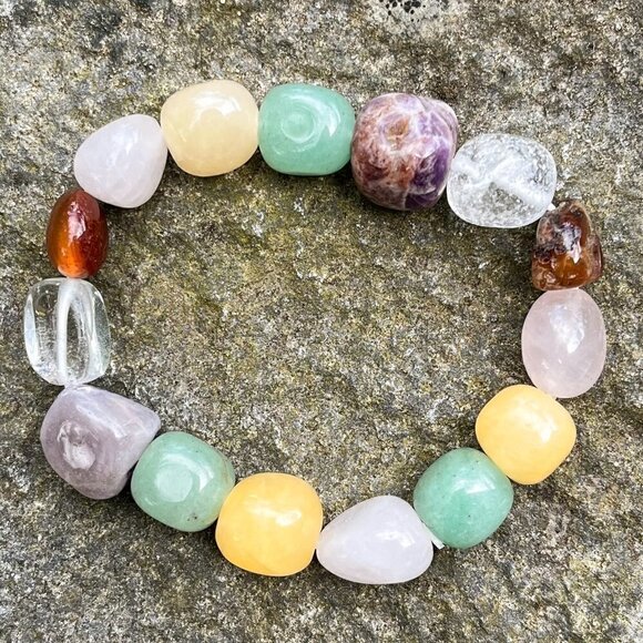 Multi Gemstone Nugget Bracelet Handmade - Picture 1 of 5